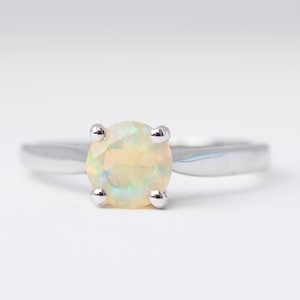 AURORA - Opal Solitaire in Rose Gold, Yellow Gold, White Gold Engagement Ring, Promise Ring, Vintage Diamond Ring, Antique Engagement