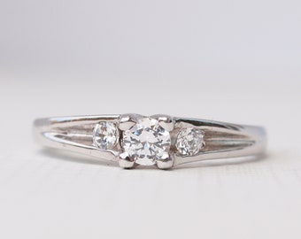 LILY - 0.25ct Art Deco Diamond Solitaire Engagement Ring, Promise Ring, Vintage Diamond Ring, Antique Engagement