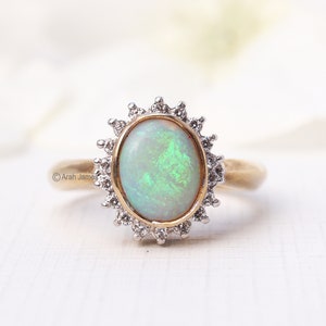 ESTHER - 0.15ct Opal & Diamond Halo Ring