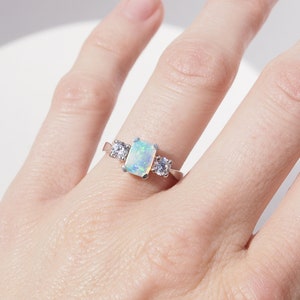 RAE Opal Diamond Cluster Ring in Rose Gold, Yellow Gold, White Gold, Platinum, Engagement Ring, Promise Ring, October Birthstone