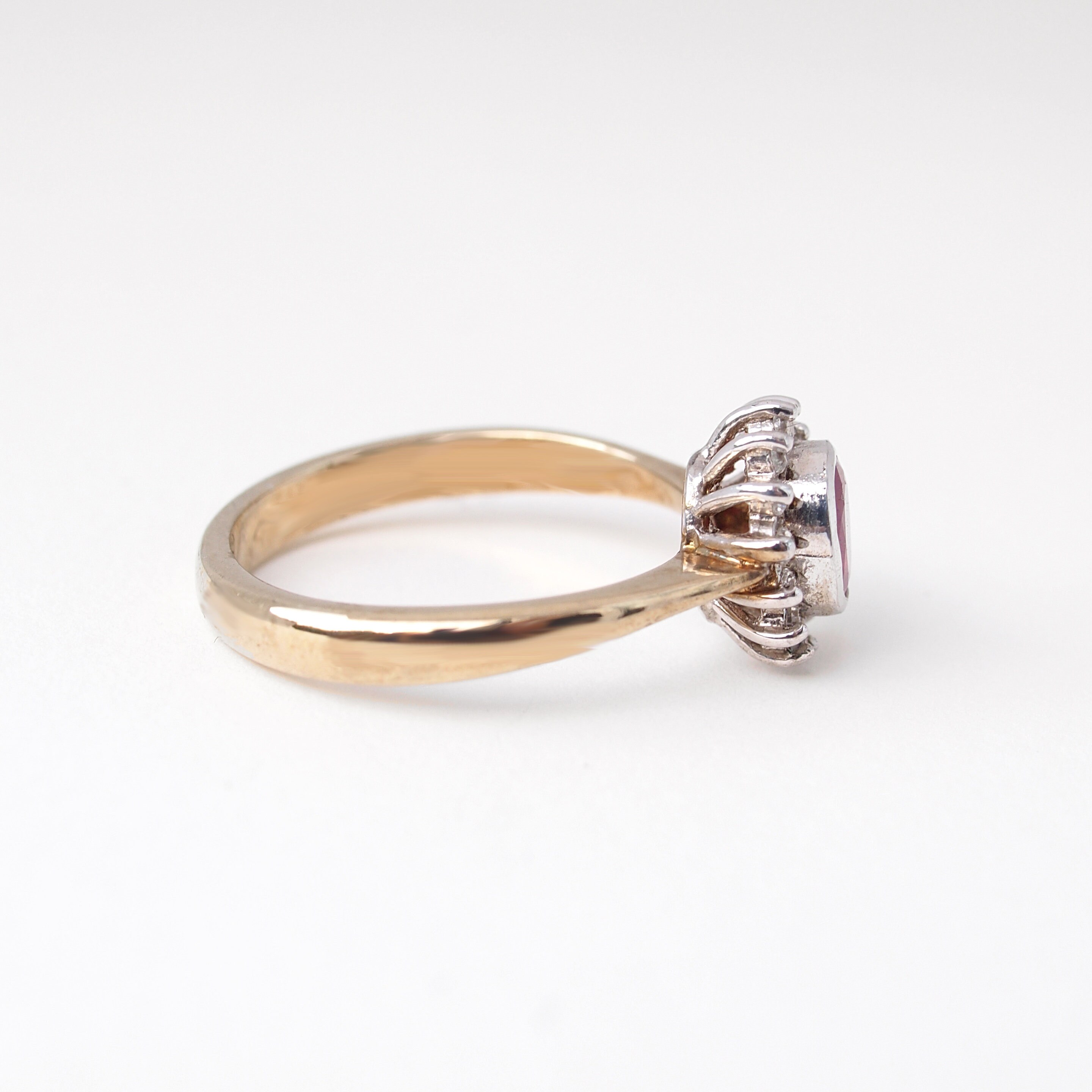 EVA Ruby Diamond Halo Ring in Rose Gold Yellow Gold White | Etsy