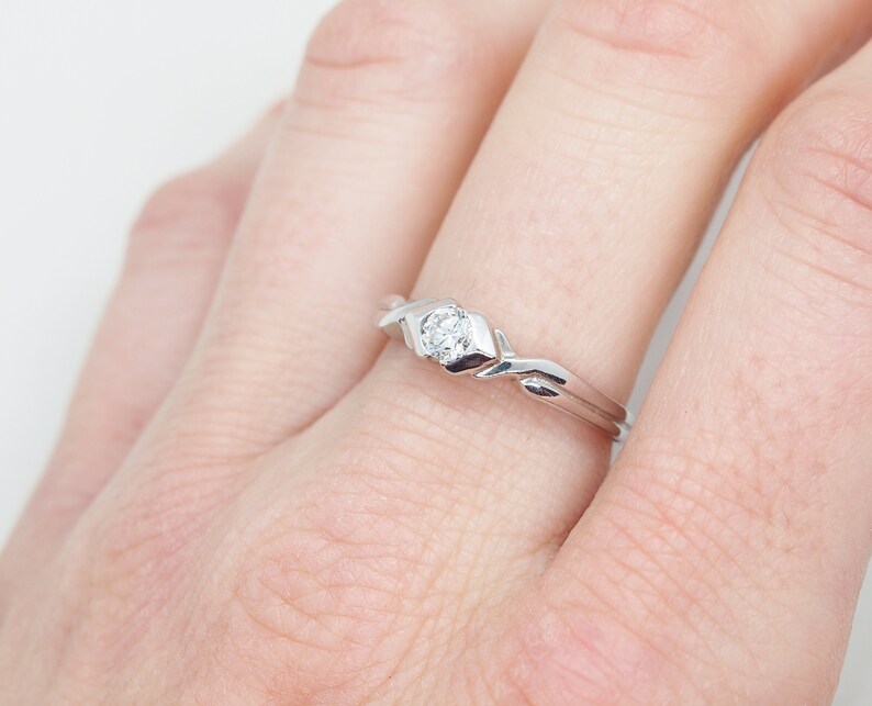 ZOE 0.20ct Art Deco Solitaire Engagement Ring, Diamond Solitaire Engagement Ring, Promise Ring, Vintage Diamond Ring, Antique Engagement image 9