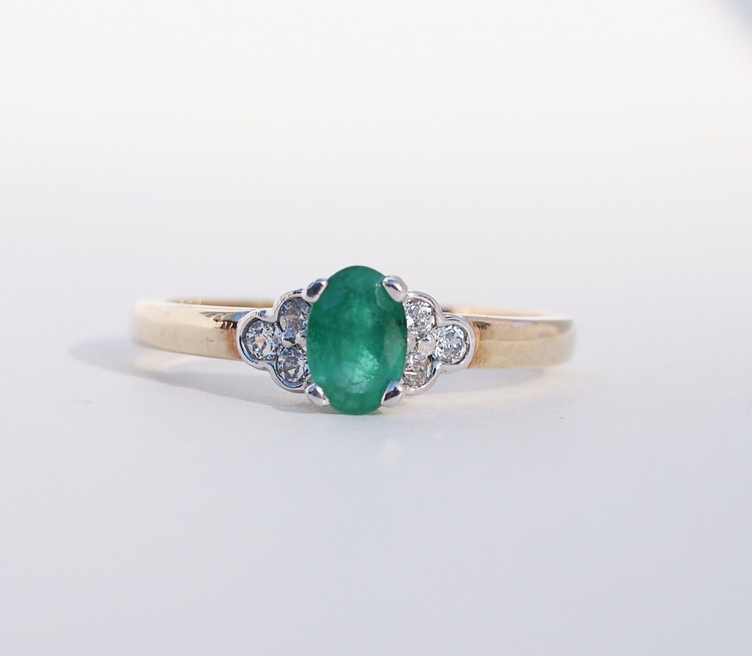 SAFFRON Emerald Diamond Ring, Emerald Engagement Ring, Promise Ring