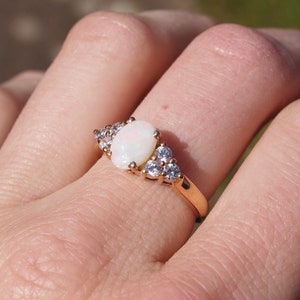 VAUGHN - Opal Diamond Cluster Ring in Rose Gold, Yellow Gold, White Gold, Platinum, Engagement Ring, Promise Ring, October Birthstone