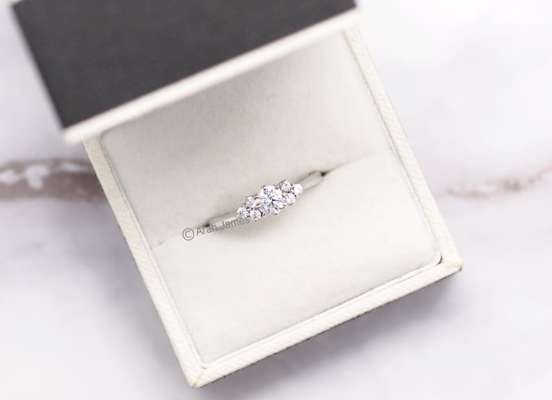 OLIVIA Anillo de compromiso de diamantes delgados de 0.45 quilates, anillo de diamantes con filo de cuchillo, anillo de compromiso, compromiso vintage, diamante vintage imagen 8