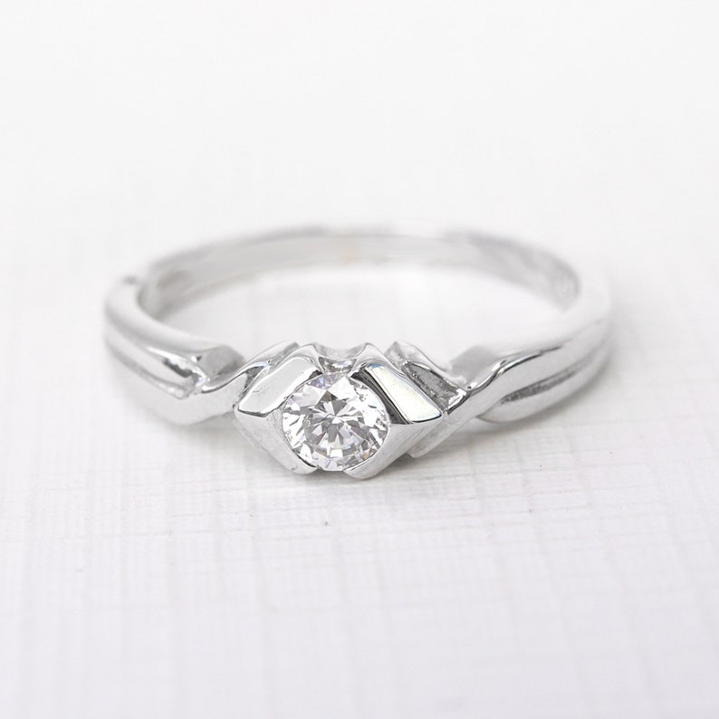 ZOE 0.20ct Art Deco Solitaire Engagement Ring, Diamond Solitaire Engagement Ring, Promise Ring, Vintage Diamond Ring, Antique Engagement image 2