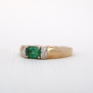 FIONA 0.52ct Art Deco Emerald Diamond Ring in Rose Gold, Yellow Gold, White Gold, Engagement Ring, May Birthstone, Vintage Emerald image 5