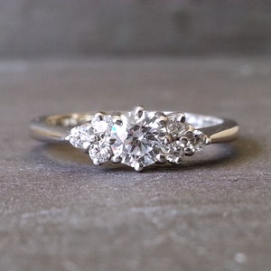 OLIVIA Anillo de compromiso de diamantes delgados de 0.45 quilates, anillo de diamantes con filo de cuchillo, anillo de compromiso, compromiso vintage, diamante vintage imagen 7