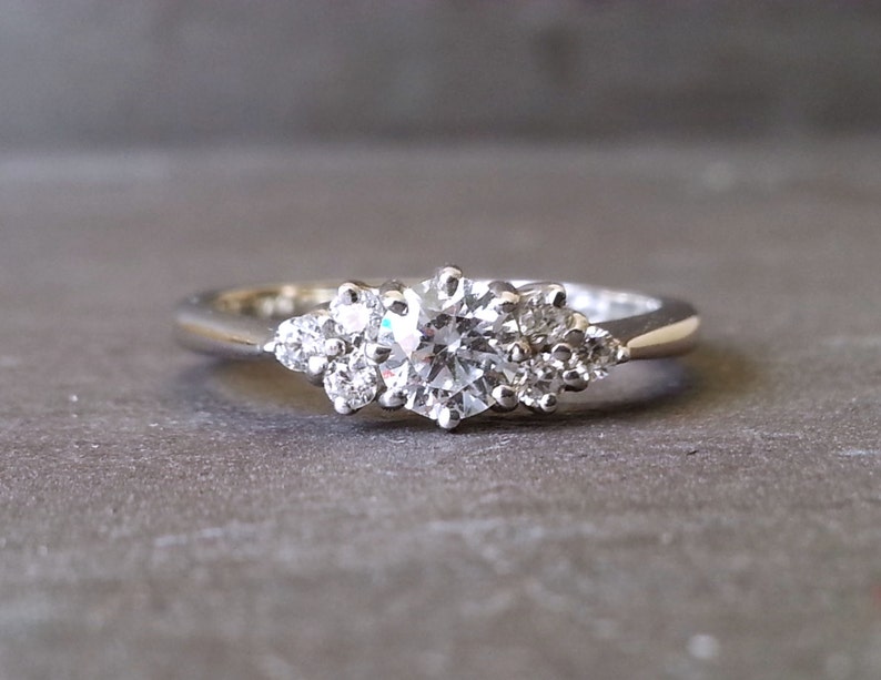 OLIVIA Anillo de compromiso de diamantes delgados de 0.45 quilates, anillo de diamantes con filo de cuchillo, anillo de compromiso, compromiso vintage, diamante vintage imagen 7