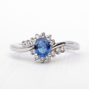 ESME - Sapphire Diamond Ring in Rose Gold, Yellow Gold, White Gold, Engagement Ring, Promise Ring, September Birthstone