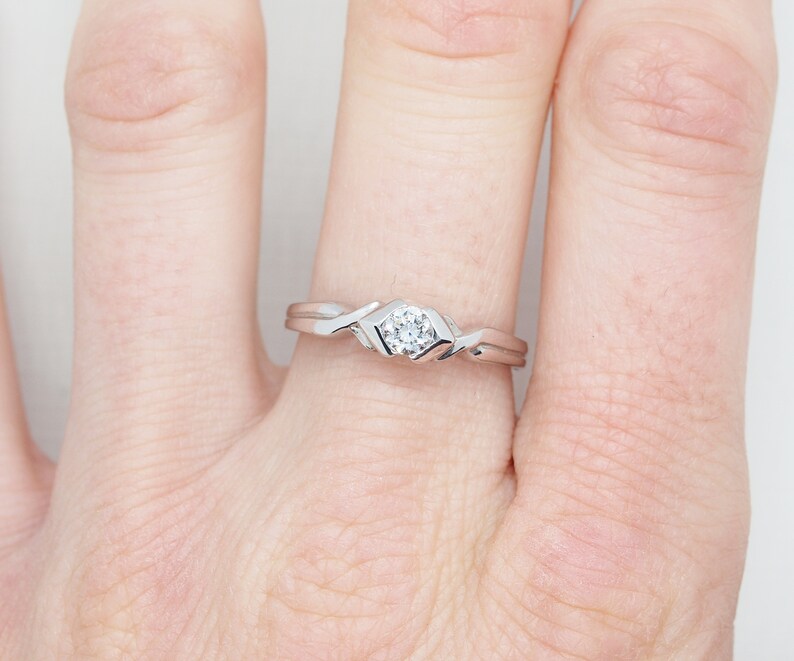 ZOE 0.20ct Art Deco Solitaire Engagement Ring, Diamond Solitaire Engagement Ring, Promise Ring, Vintage Diamond Ring, Antique Engagement image 8