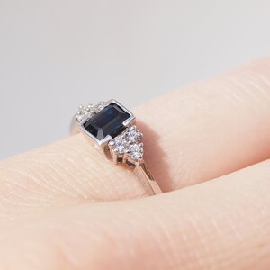 ORSA Sapphire Diamond Engagement Ring, Knife Edge Diamond Ring, Engagement Ring, Vintage Engagement image 5