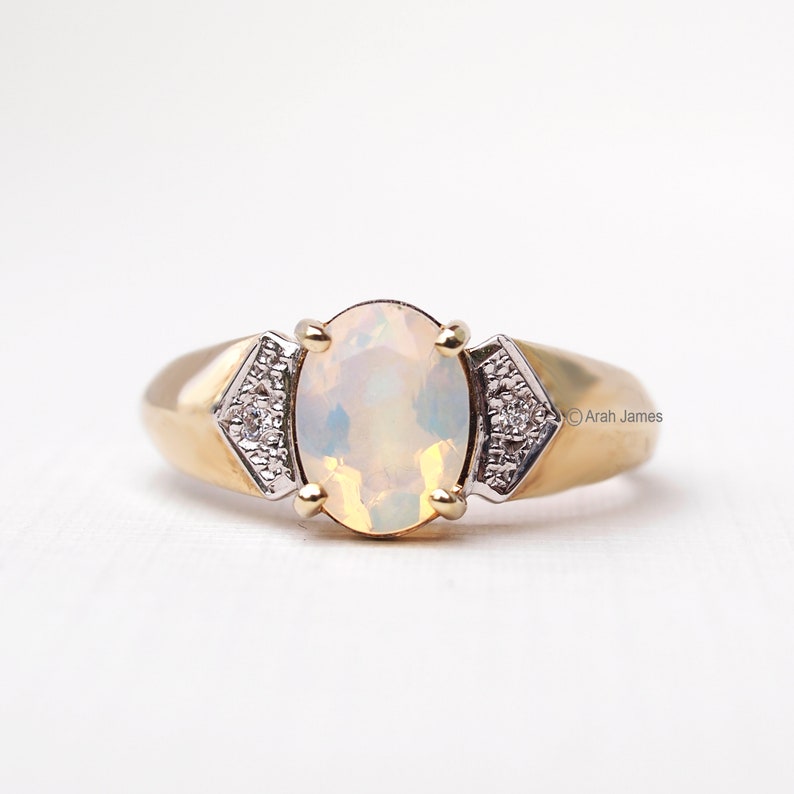 ELOISE Opal Diamond Cluster Ring in Rose Gold, Yellow Gold, White Gold, Platinum, Engagement Ring, Promise Ring, October Birthstone image 1