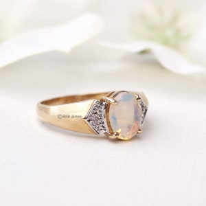 ELOISE Opal Diamond Cluster Ring in Rose Gold, Yellow Gold, White Gold, Platinum, Engagement Ring, Promise Ring, October Birthstone image 5