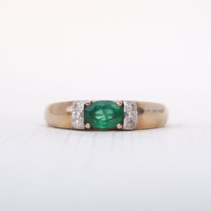 FIONA 0.52ct Art Deco Emerald Diamond Ring in Rose Gold, Yellow Gold, White Gold, Engagement Ring, May Birthstone, Vintage Emerald image 7