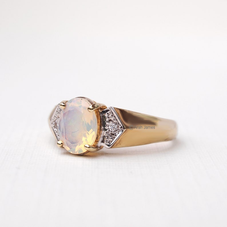 ELOISE Opal Diamond Cluster Ring in Rose Gold, Yellow Gold, White Gold, Platinum, Engagement Ring, Promise Ring, October Birthstone image 3