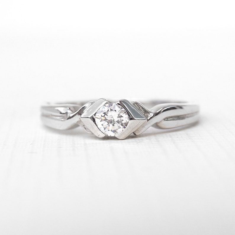 ZOE 0.20ct Art Deco Solitaire Engagement Ring, Diamond Solitaire Engagement Ring, Promise Ring, Vintage Diamond Ring, Antique Engagement image 1