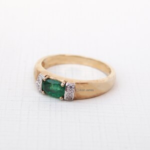 FIONA 0.52ct Art Deco Emerald Diamond Ring in Rose Gold, Yellow Gold, White Gold, Engagement Ring, May Birthstone, Vintage Emerald image 4