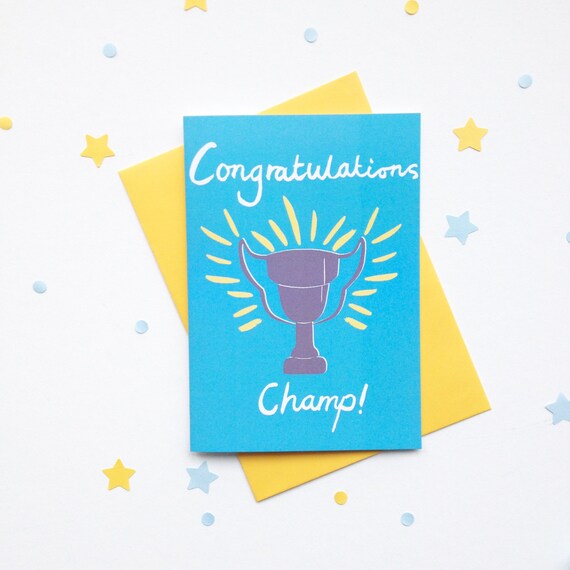 Congratulations Champ Greetings card for a Champion trophy