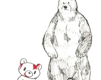 Bears - Original pen and ink illustration for October art challenge 2021
