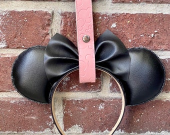 Embossed Blush Ear Holder | Faux Leather | Disneyland Accessories | Loungefly Bags | Disney Gifts | Accessories | Hidden Mickey | Silhouette