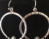 Native American turquoise and silver hoop earrings FREE SHIPPING