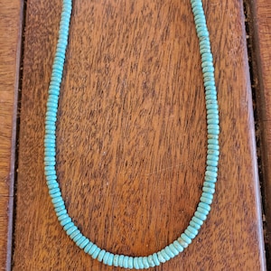 sleeping beauty turquoise mens or womens rondell necklace. beautiful color high gloss finish&#39;