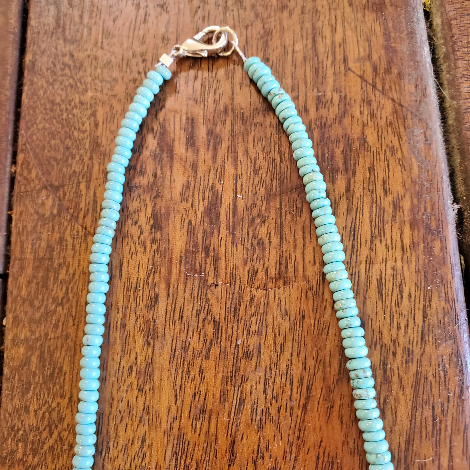 Sleeping beauty turquoise mens or womens rondell necklace. | Etsy