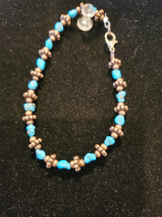 Kingman turquoise nuggets and copper beads and cop