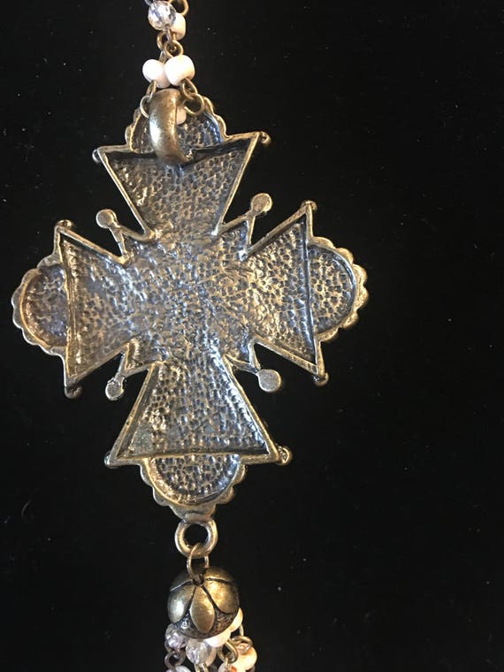 victorian vintage assembleg necklace with enameli… - image 5