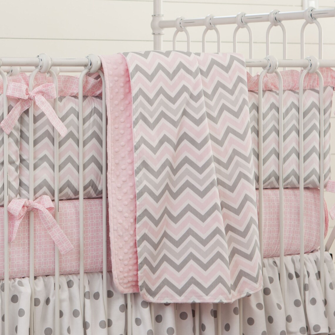 gray chevron baby bedding