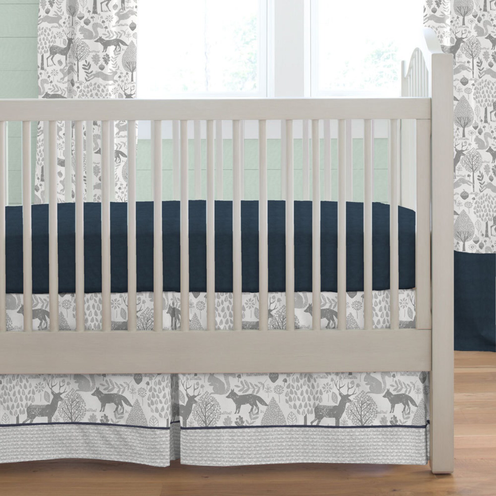 Boy Baby Crib Bedding Navy and Gray Woodland 3Piece Set by Etsy
