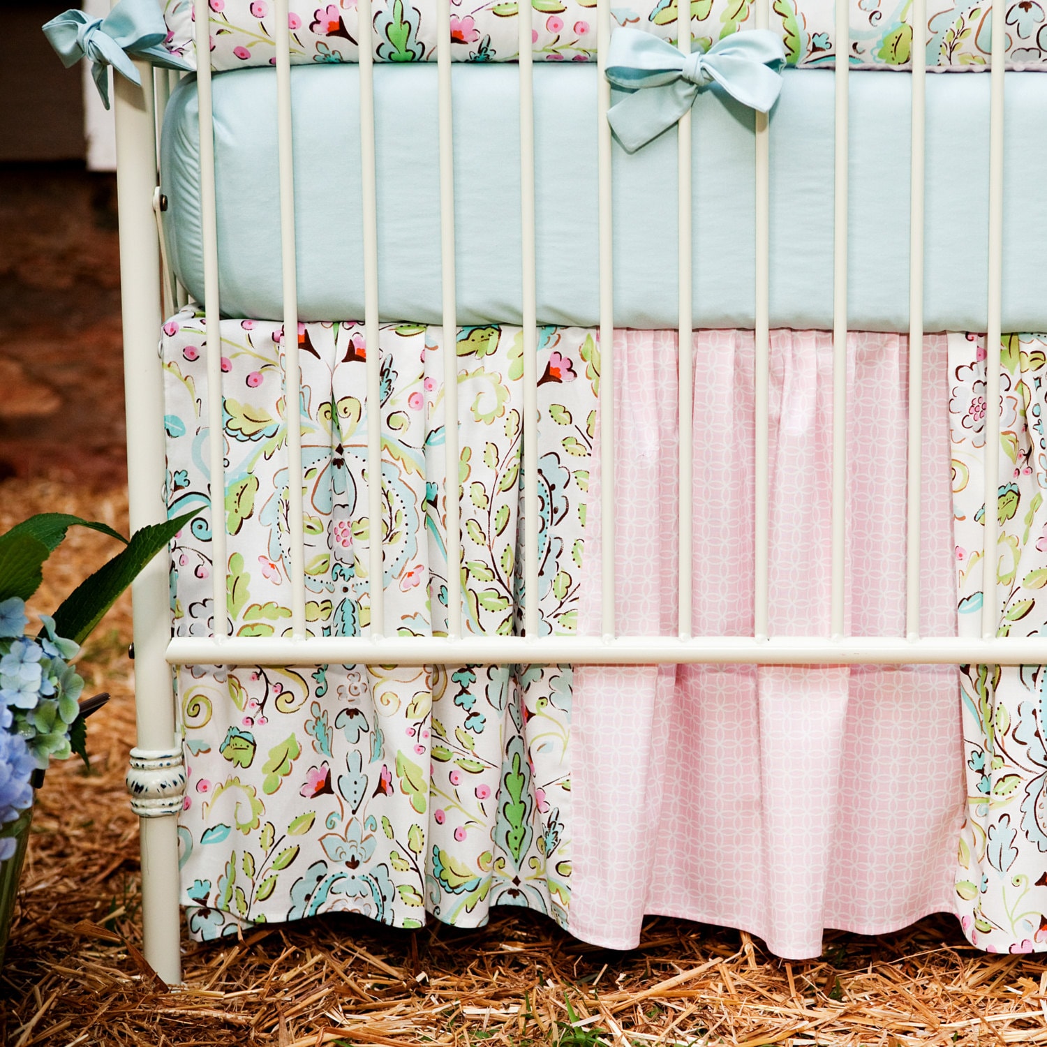 Girl Baby Crib Bedding Love Birds 2Piece Crib Bedding Set by Etsy