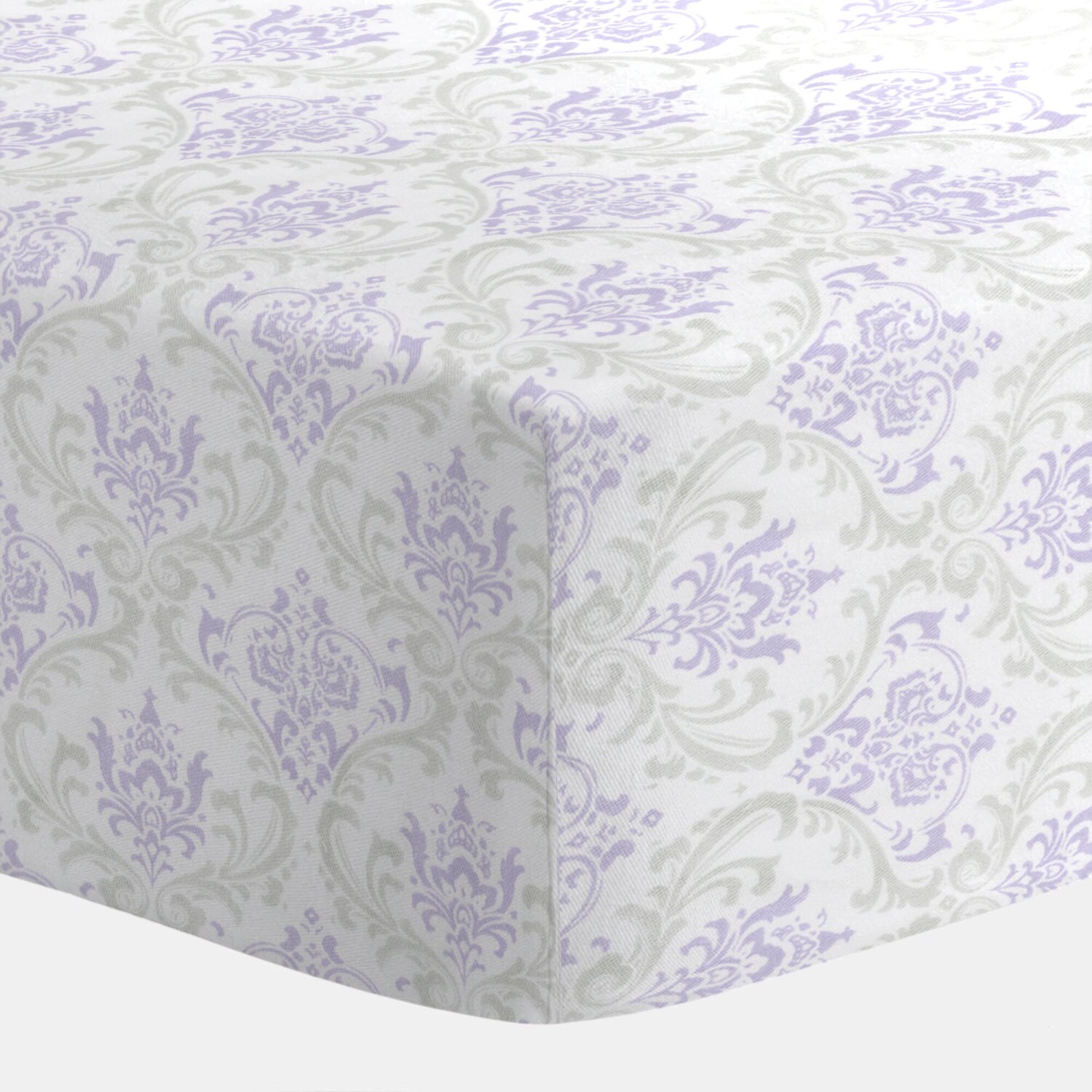 Girl Baby Crib Bedding Lilac And Silver Gray Damask Crib Etsy