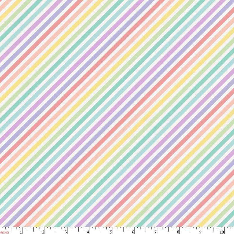Pastel Rainbow Stripe Organic Fabric By The Yard Girl / | Etsy
