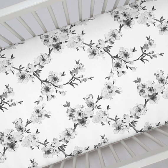 Girl Baby Crib Bedding Gray Cherry Blossom Sheet By - Cherry Blossom Bedding For Baby Girl Baby Crib Bedding Gray Cherry Blossom Sheet By - Cherry Blossom Bedding For Baby
