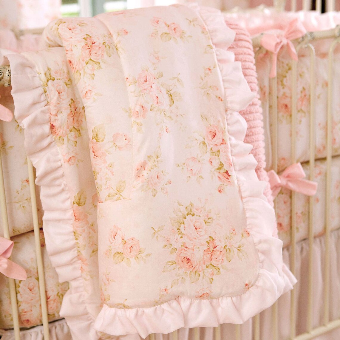 Baby Girl Crib Bedding Shabby Chenille Crib Comforter by Etsy