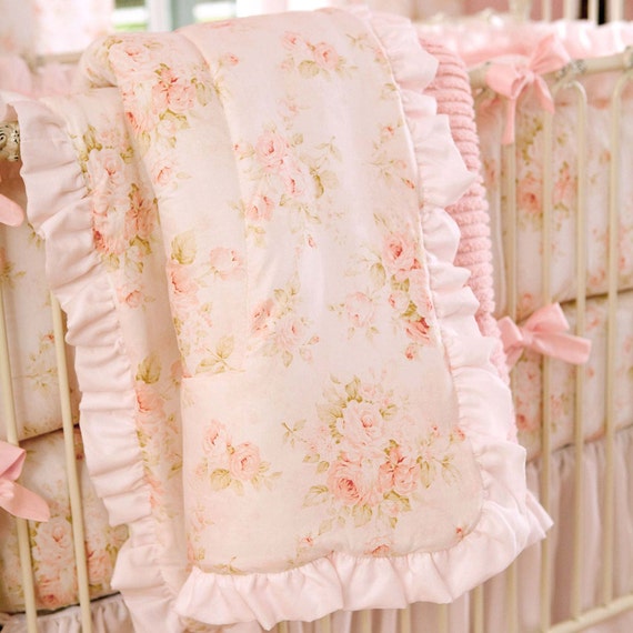 Baby Girl Crib Bedding Shabby Chenille Crib Comforter By Etsy