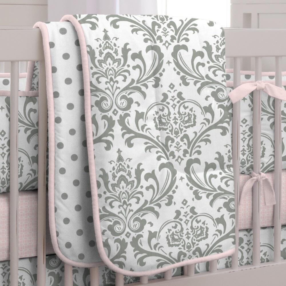 Girl Baby Crib Bedding Pink and Gray Traditions Crib Etsy