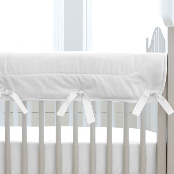 Neutral Baby Crib Bedding Girl Boy Solid White Rail Cover By Carousel Designs