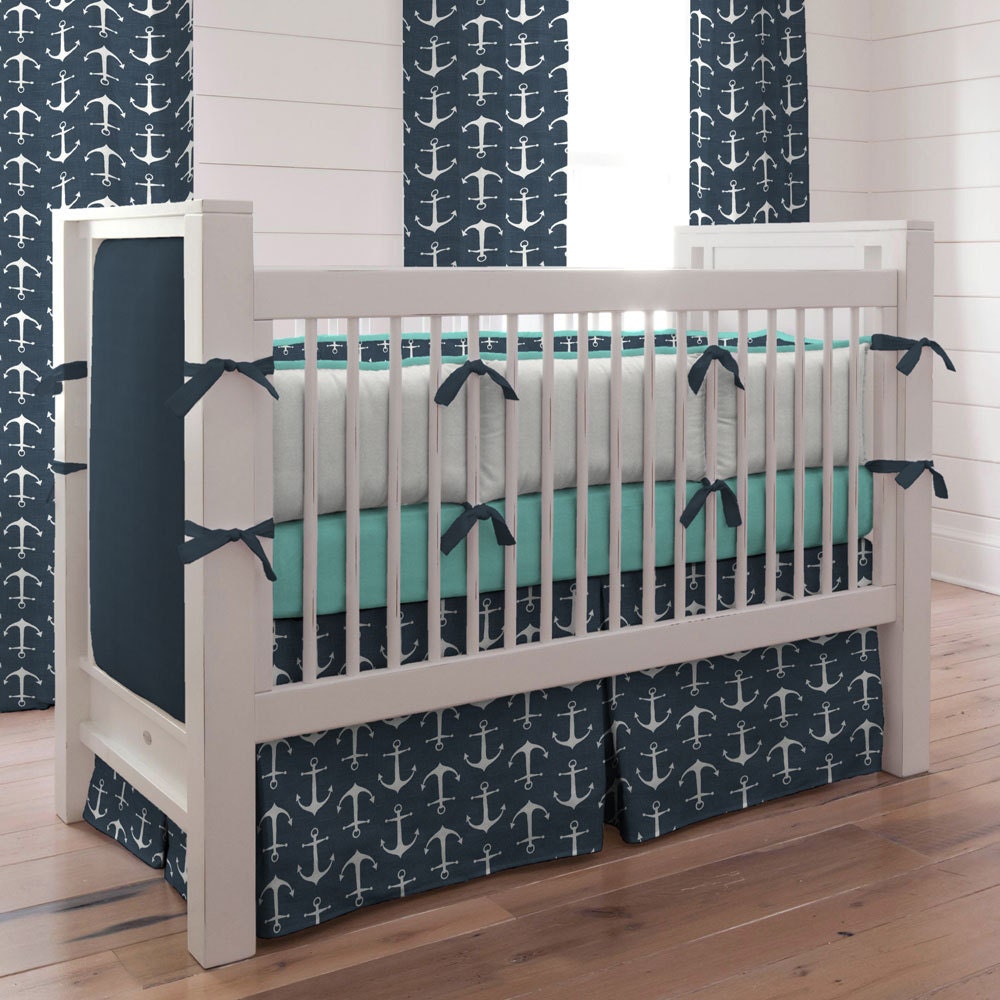 Boy Baby Crib Bedding Navy Anchors Crib Bedding Fabric Etsy
