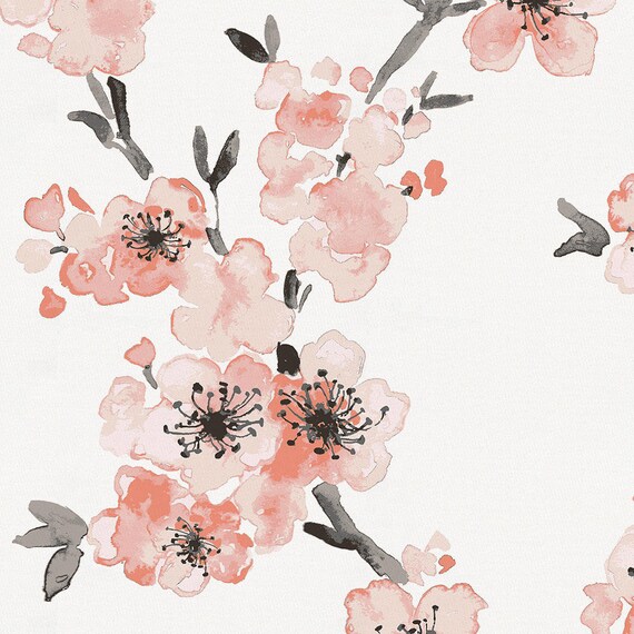 light coral cherry blossom crib bedding