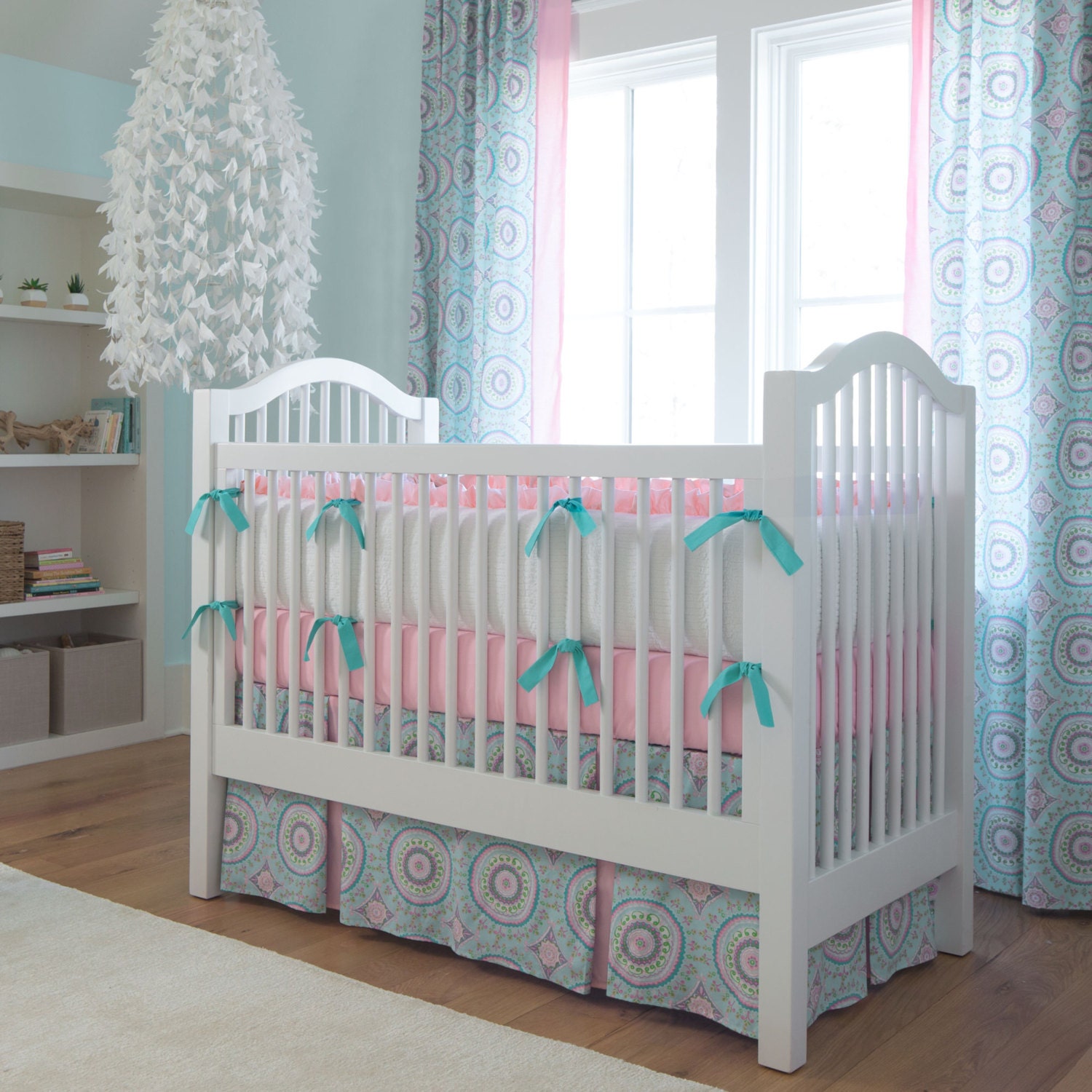 Girl Baby Crib Bedding Aqua Haute Baby 4Piece Crib Bedding Etsy