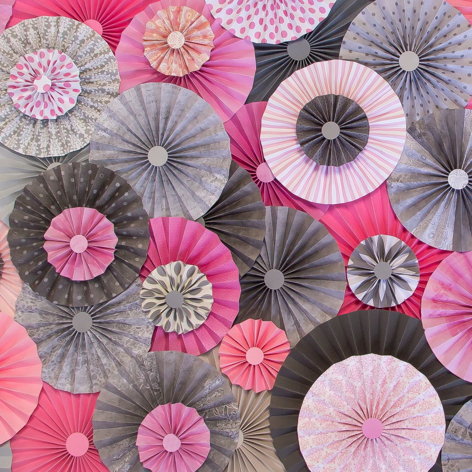 Pink Gray Paper Pinwheels Rosette Paper Flower Party Etsy