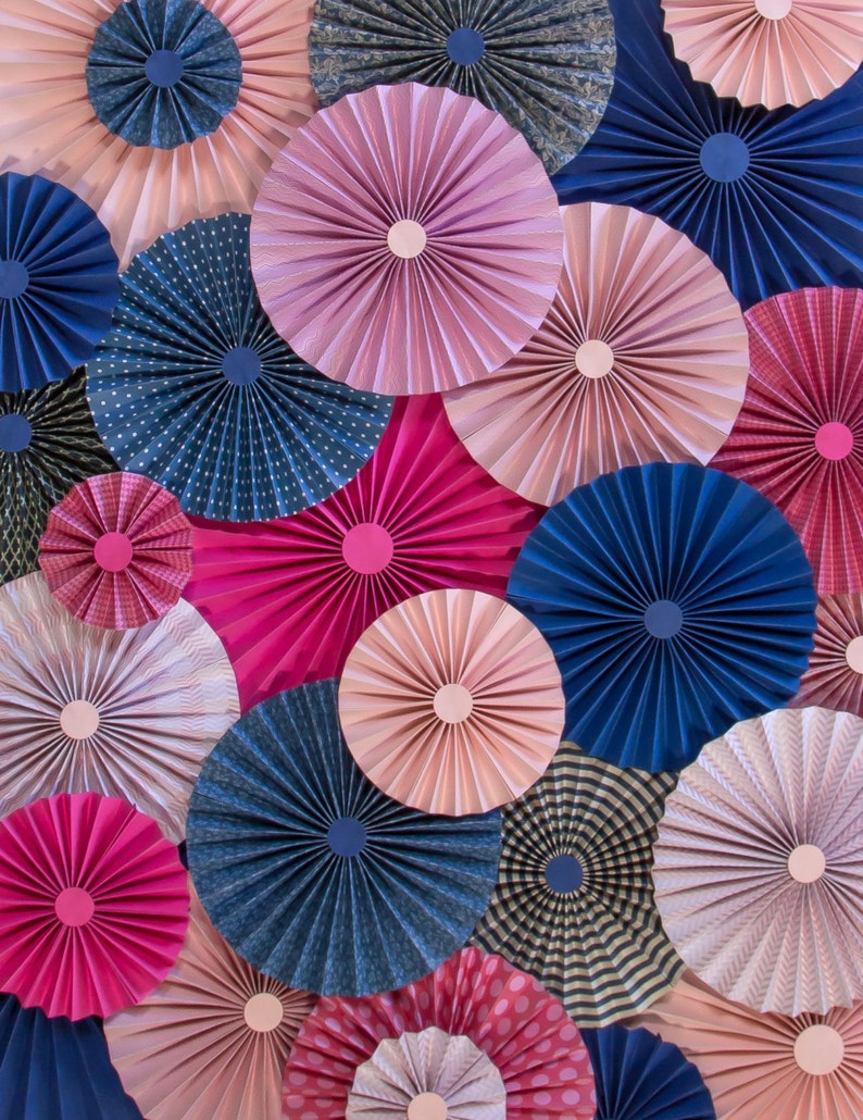 Pink Fuchsia Navy Blue Paper Pinwheels Rosette Paper Etsy