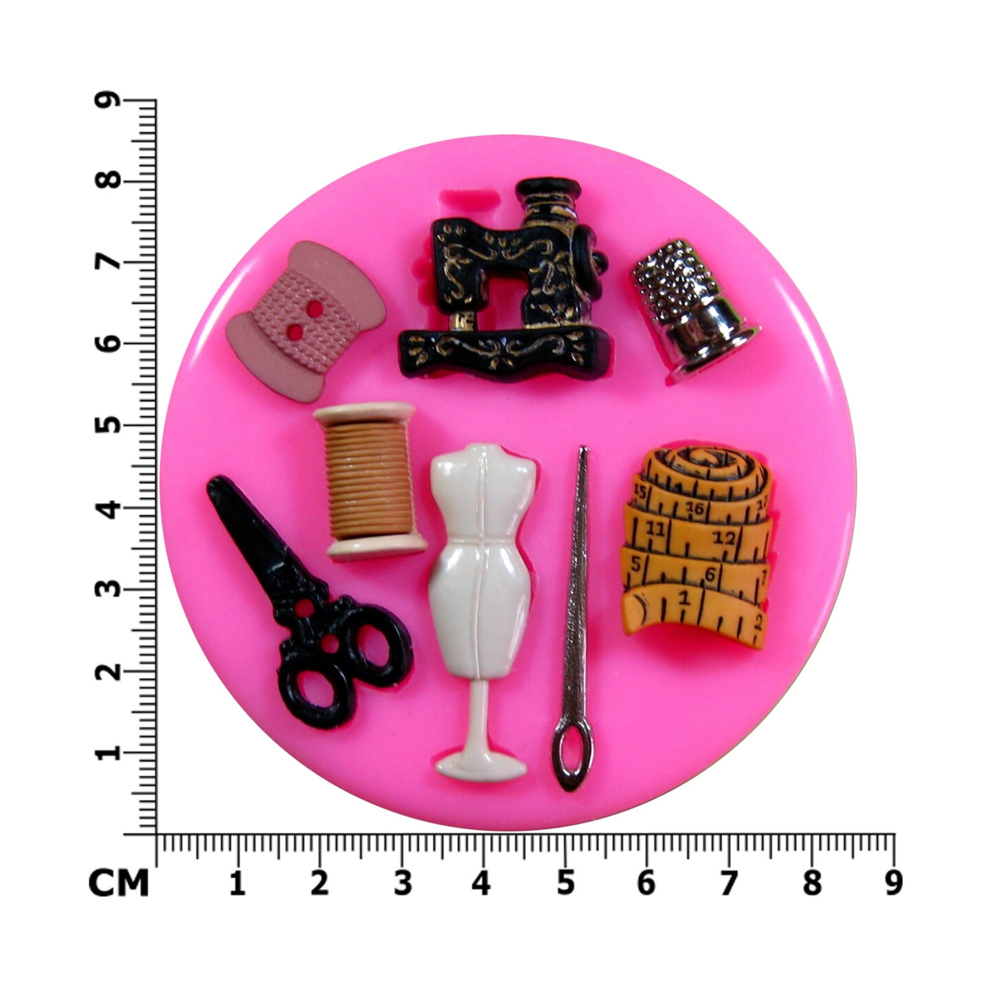 Sewing Gadgets-scissors-needle-thimble-spool-measuring Tape-button-dress  Form-silicone Molds-fondant-crafts 