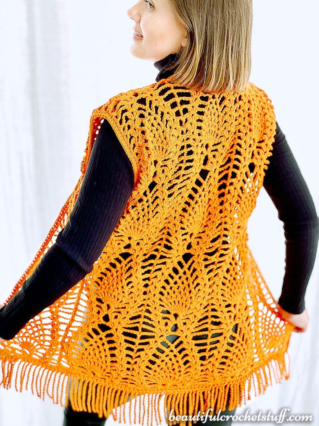 Crochet Pineapple Vest PDF Pattern Crochet Lace Cardigan, Crochet