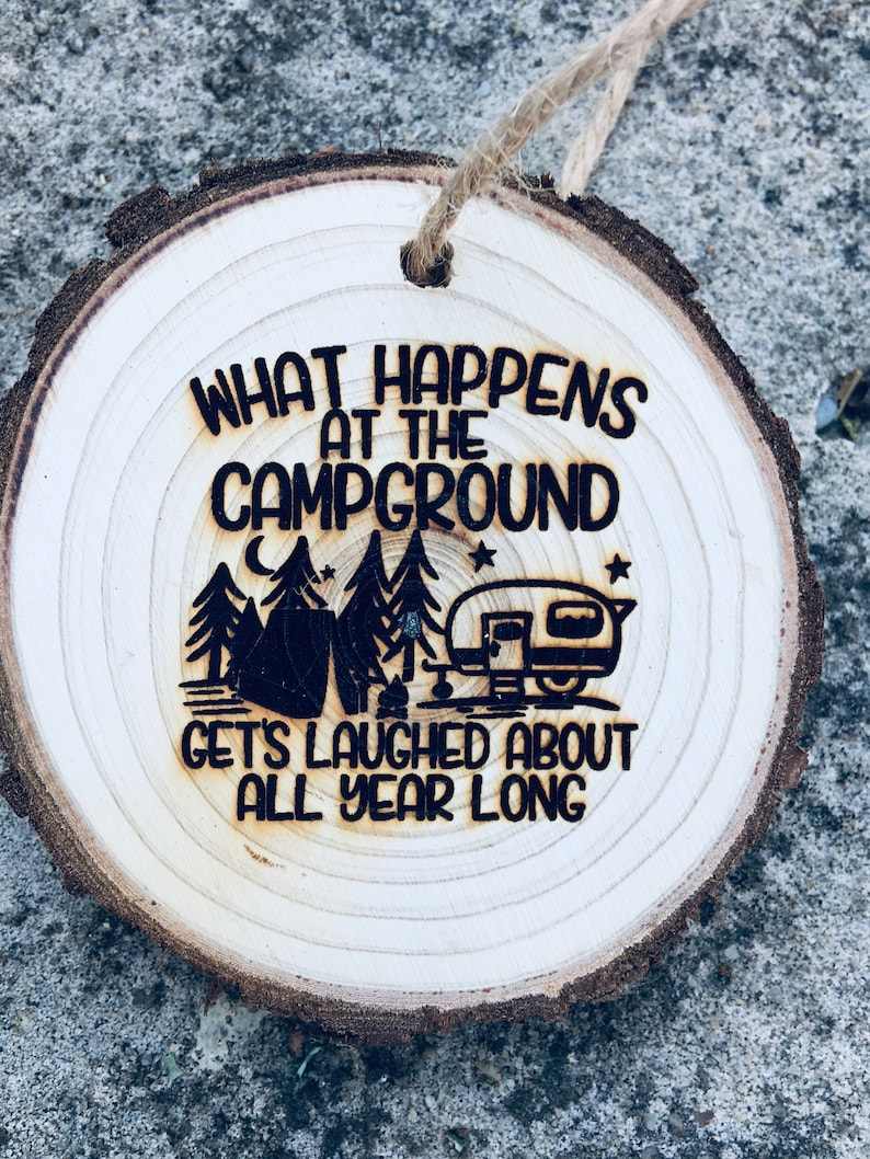 What Happens At The Campground Funny Christmas Ornament