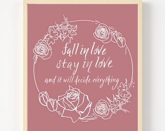 Fall In Love Quote | Digital Download | Printable by Jesuit Pedro Arrupe | Valentine's Day Gift for her