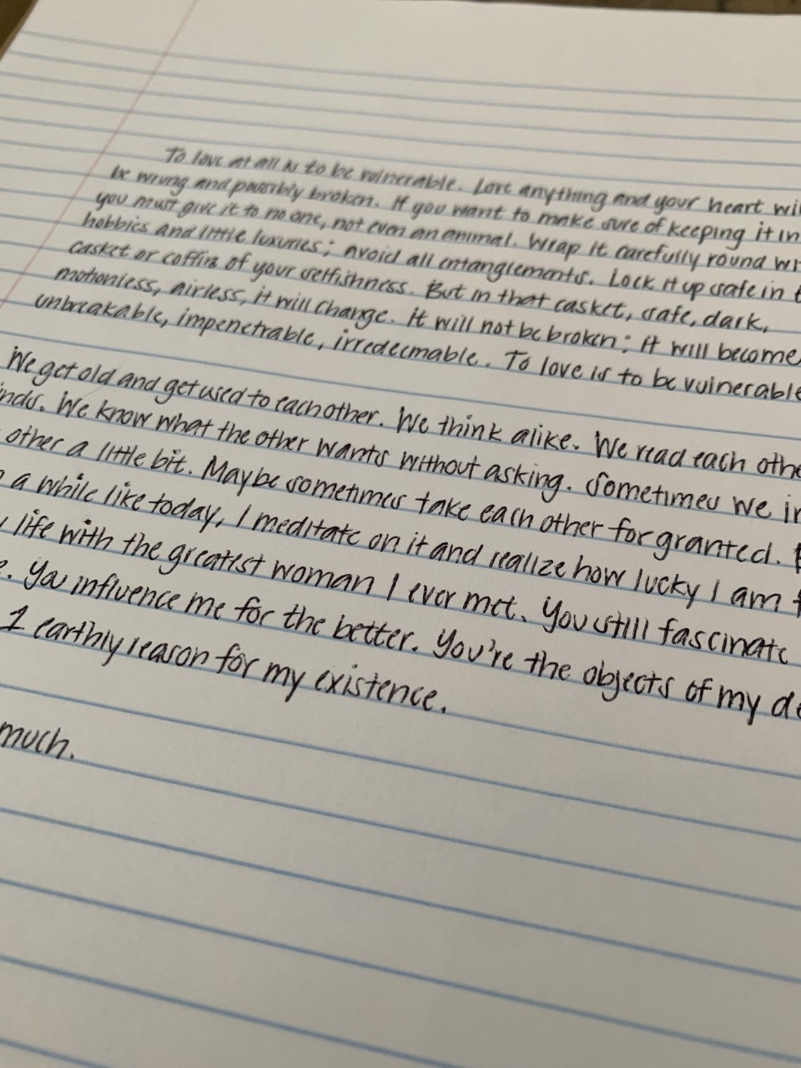 Personalized Handwritten Handwriting Gift Romantic Love Letter